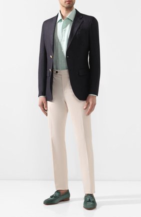 Мужские замшевые лоферы SANTONI зеленого цвета по цене 79950 руб., арт. MCNC16465SA3SRVLV61 | Фото 2 Мужские замшевые лоферы SANTONI зеленого цвета, арт. MCNC16465SA3SRVLV61 | Фото 2 (Материал внутренний: Натуральная кожа; Мужское Кросс-КТ: Лоферы-обувь; Стили: Кэжуэл; Материал внешний: Замша, Кожа; Длина стельки: 27,6, 28, 24,2, 24,7, 25,1, 25,5, 25,9, 26,4, 26,8, 27,2)