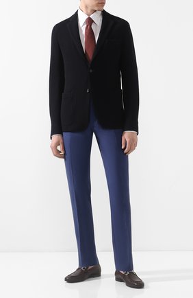 Мужские шерстяные брюки BERLUTI синего цвета, арт. R17TTU41-011 | Фото 2 (Материал подклада: Синтетический материал; Длина (брюки, джинсы): Стандартные; Материал внешний: Шерсть; Случай: Формальный; Стили: Классический)