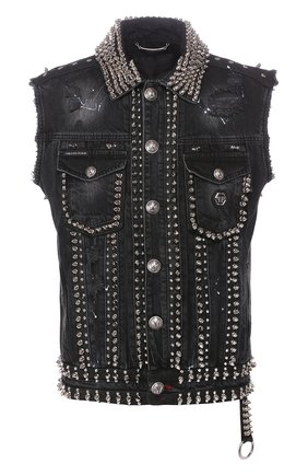 Мужской джинсовый жилет PHILIPP PLEIN темно-серого цвета по цене 181200 руб., арт. P20C MDC0013 PDE004N | Фото 1 Мужской джинсовый жилет PHILIPP PLEIN темно-серого цвета, арт. P20C MDC0013 PDE004N | Фото 1