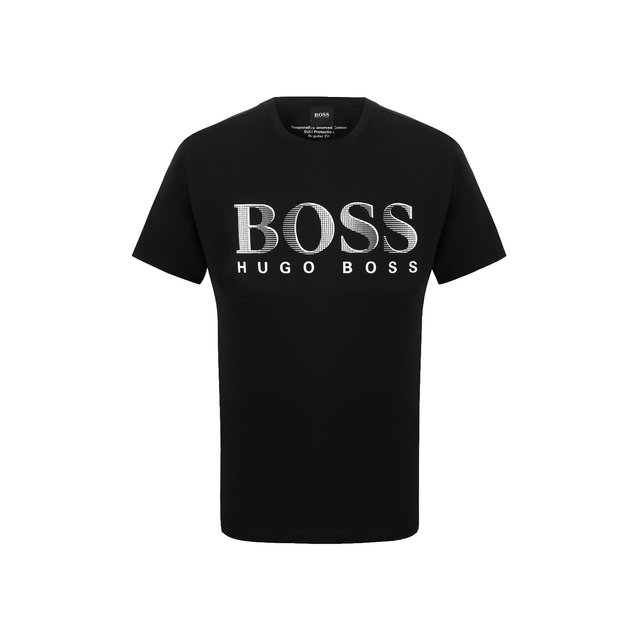 Хлопковая футболка BOSS черного цвета