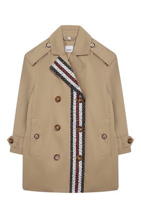 Детский хлопковый тренч BURBERRY бежевого цвета по цене 68050 руб., арт. 8026067 | Фото 1 Детский хлопковый тренч BURBERRY бежевого цвета, арт. 8026067 | Фото 1
