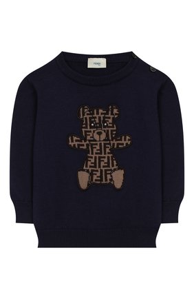 Детский хлопковый пуловер FENDI синего цвета по цене 33600 руб., арт. BUG040/A3TE/3M-9M | Фото 1 Детский хлопковый пуловер FENDI синего цвета, арт. BUG040/A3TE/3M-9M | Фото 1