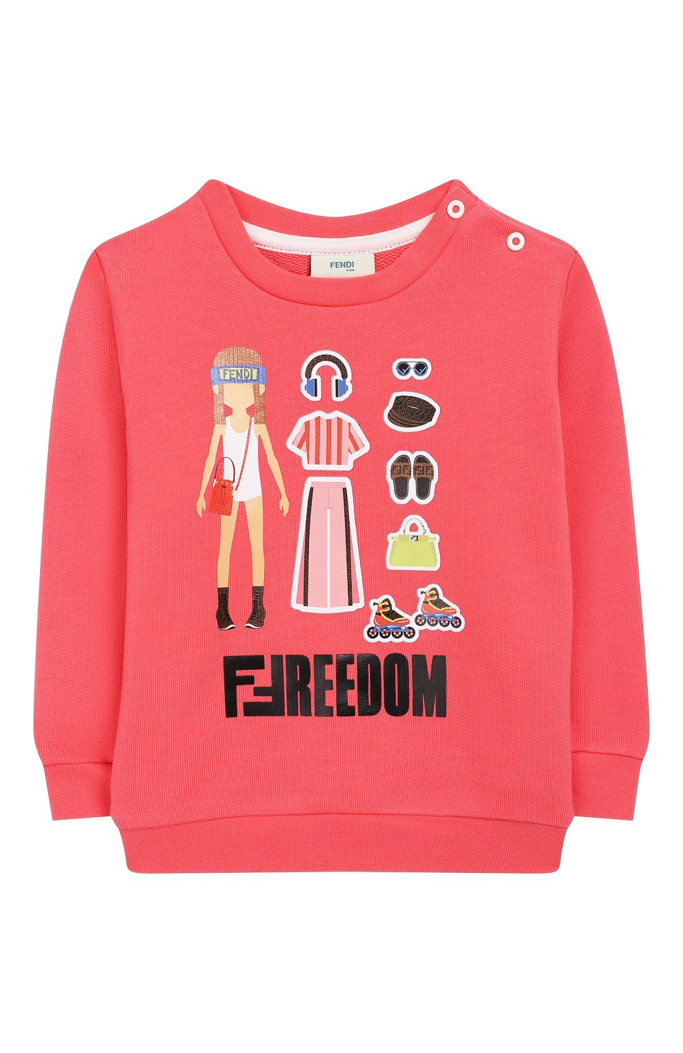 Детский хлопковый свитшот FENDI кораллового цвета, арт. BFH056/5V0/12M-24M | Фото 1