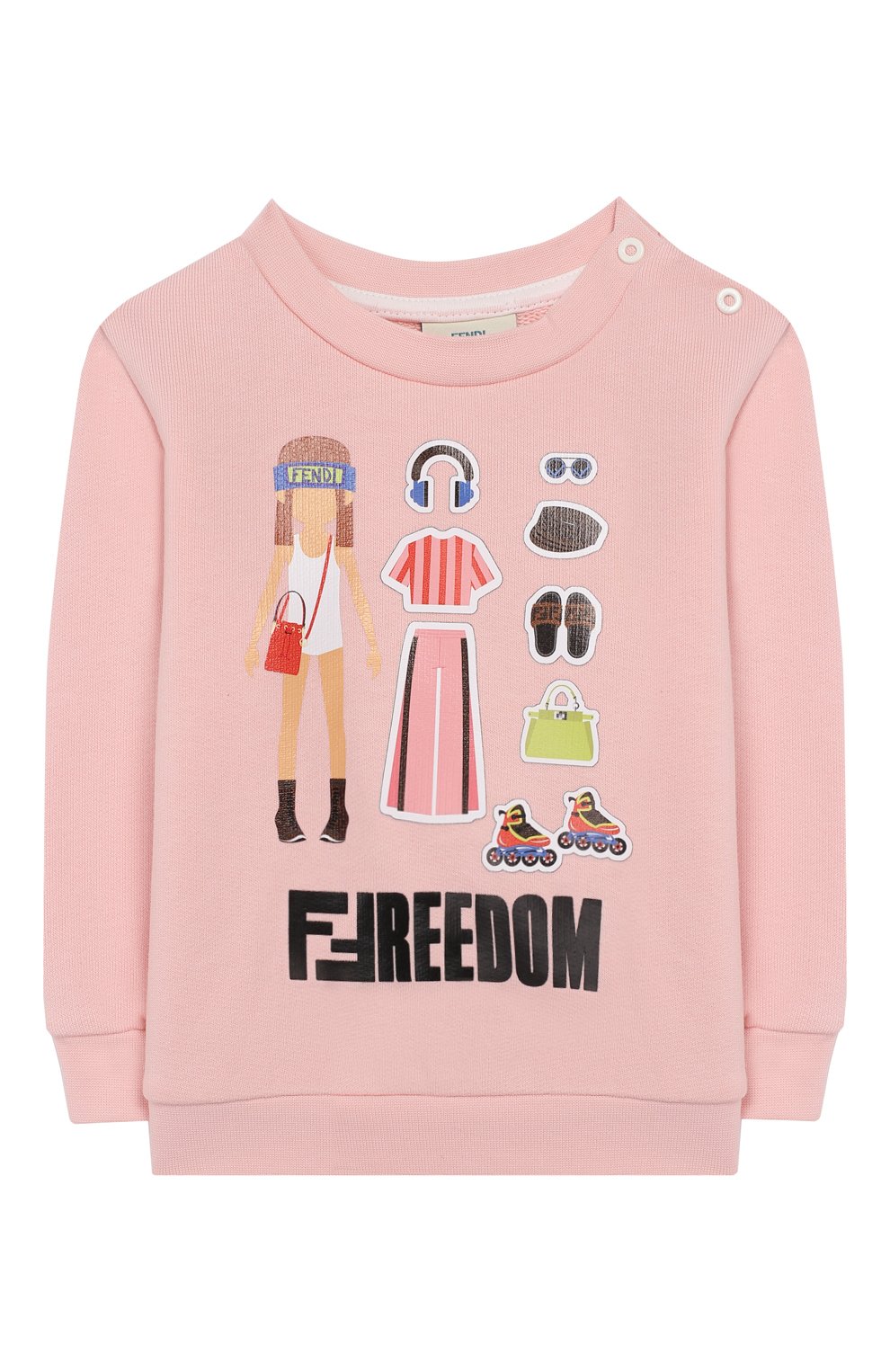Детский хлопковый свитшот FENDI светло-розового цвета, арт. BFH056/5V0/12M-24M | Фото 1