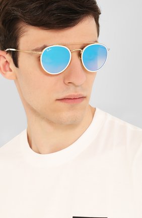 Женские солнцезащитные очки RAY-BAN голубого цвета по цене 12700 руб., арт. 3647N-001/40 | Фото 3 Женские солнцезащитные очки RAY-BAN голубого цвета, арт. 3647N-001/40 | Фото 3