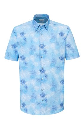 Мужская хлопковая рубашка ZILLI голубого цвета, арт. MFT-00801-03250/RZ03 | Фото 1 (Материал внешний: Хлопок; Длина (для топов): Стандартные; Рукава: Короткие; Принт: С принтом; Случай: Повседневный; Воротник: Кент; Региональные ограничения белый список (Axapta Mercury): RU)