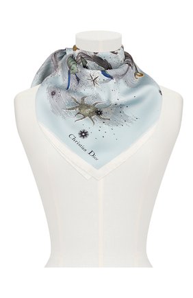 Женский шелковый платок dior sky map DIOR синего цвета по цене 24000 руб., арт. 01DSM070I604C520 | Фото 2 Женский шелковый платок dior sky map DIOR синего цвета, арт. 01DSM070I604C520 | Фото 2