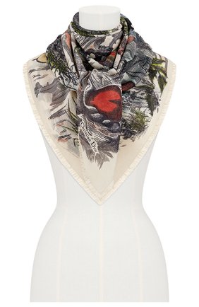 Женский шерстяной платок brutal journey of the heart DIOR белого цвета по цене 56000 руб., арт. 02JHE140I170C083 | Фото 2 Женский шерстяной платок brutal journey of the heart DIOR белого цвета, арт. 02JHE140I170C083 | Фото 2