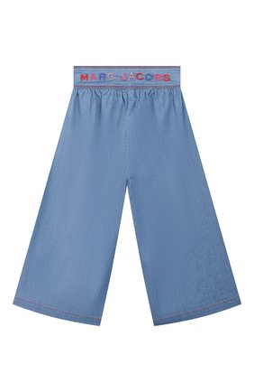 Детские брюки свободного кроя MARC JACOBS (THE) голубого цвета по цене 8500 руб., арт. W14237 | Фото 2 Детские брюки свободного кроя MARC JACOBS (THE) голубого цвета, арт. W14237 | Фото 2 (Материал внешний: Хлопок; Девочки Кросс-КТ: Брюки-одежда; Ростовка одежда: 9 лет | 134 см, 12 лет | 152 см, 3 года | 98 см, 4 года | 104 см, 5 лет | 110 см, 7 лет | 122 см)