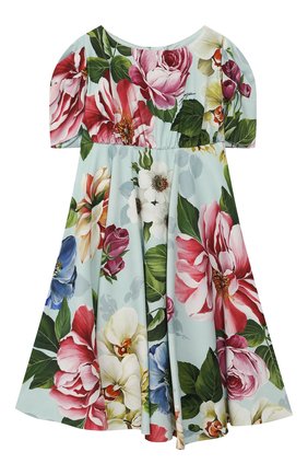 Детское платье DOLCE & GABBANA голубого цвета по цене 66050 руб., арт. L52DE7/FSRMJ/2-6 | Фото 1 Детское платье DOLCE & GABBANA голубого цвета, арт. L52DE7/FSRMJ/2-6 | Фото 1 (Материал подклада: Вискоза; Материал внешний: Вискоза; Девочки Кросс-КТ: Платье-одежда; Случай: Повседневный; Рукава: Короткие; Ростовка одежда: 2 года | 92 см, 3 года | 98 см, 4 года | 104 см, 5 лет | 110 см, 6 лет | 116 см)