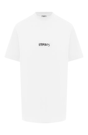 Женская хлопковая футболка VETEMENTS белого цвета по цене 27300 руб., арт. UAH21TR619 1600/W | Фото 1 Женская хлопковая футболка VETEMENTS белого цвета, арт. UAH21TR619 1600/W | Фото 1