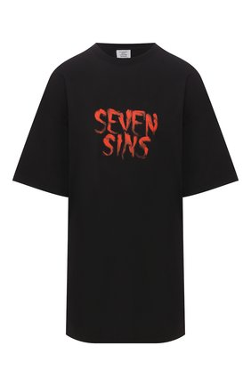 Женская хлопковая футболка VETEMENTS черного цвета по цене 52150 руб., арт. UAH21TR518 1600/W | Фото 1 Женская хлопковая футболка VETEMENTS черного цвета, арт. UAH21TR518 1600/W | Фото 1