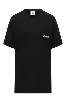 Женская хлопковая футболка VETEMENTS черного цвета по цене 24600 руб., арт. UAH21TR501 1600/W | Фото 1 Женская хлопковая футболка VETEMENTS черного цвета, арт. UAH21TR501 1600/W | Фото 1