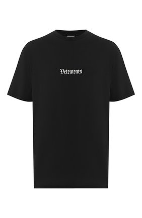 Мужская хлопковая футболка VETEMENTS черного цвета по цене 35650 руб., арт. UAH21TR503 1610/M | Фото 1 Мужская хлопковая футболка VETEMENTS черного цвета, арт. UAH21TR503 1610/M | Фото 1