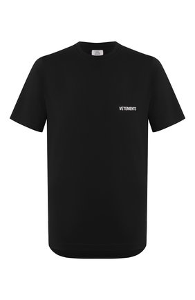 Мужская хлопковая футболка VETEMENTS черного цвета по цене 22550 руб., арт. UAH21TR501 1600/M | Фото 1 Мужская хлопковая футболка VETEMENTS черного цвета, арт. UAH21TR501 1600/M | Фото 1