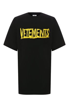 Мужская хлопковая футболка VETEMENTS черного цвета по цене 45950 руб., арт. UAH21TR618 1610/M | Фото 1 Мужская хлопковая футболка VETEMENTS черного цвета, арт. UAH21TR618 1610/M | Фото 1