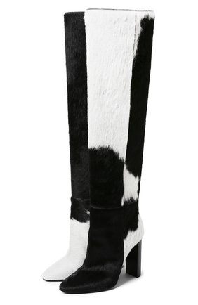 Женские кожаные сапоги SAINT LAURENT черно-белого цвета по цене 151500 руб., арт. 630858/1ZK00 | Фото 1 Женские кожаные сапоги SAINT LAURENT черно-белого цвета, арт. 630858/1ZK00 | Фото 1