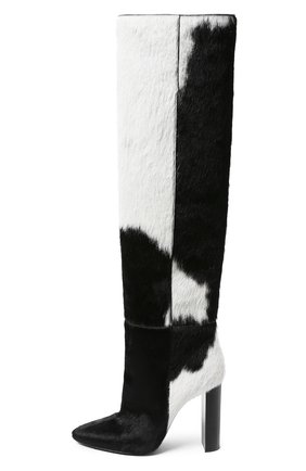 Женские кожаные сапоги SAINT LAURENT черно-белого цвета по цене 151500 руб., арт. 630858/1ZK00 | Фото 2 Женские кожаные сапоги SAINT LAURENT черно-белого цвета, арт. 630858/1ZK00 | Фото 2