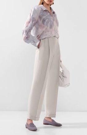 Женские текстильные лоферы GIORGIO ARMANI голубого цвета по цене 47600 руб., арт. X1A079/XF033 | Фото 2 Женские текстильные лоферы GIORGIO ARMANI голубого цвета, арт. X1A079/XF033 | Фото 2