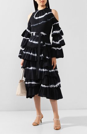 Женское хлопковое платье loewe x paula's ibiza LOEWE черно-белого цвета по цене 191000 руб., арт. S616335X08 | Фото 2 Женское хлопковое платье loewe x paula's ibiza LOEWE черно-белого цвета, арт. S616335X08 | Фото 2 (Длина Ж (юбки, платья, шорты): Миди; Рукава: Длинные; Материал внешний: Хлопок; Женское Кросс-КТ: Платье-одежда; Случай: Повседневный)