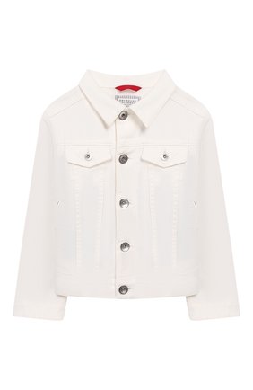 Детского джинсовая куртка BRUNELLO CUCINELLI белого цвета по цене 29950 руб., арт. B0Y160900A | Фото 1 Детского джинсовая куртка BRUNELLO CUCINELLI белого цвета, арт. B0Y160900A | Фото 1