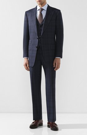 Мужской шерстяной костюм-тройка TOM FORD синего цвета по цене 448500 руб., арт. 0R6512/31AL43 | Фото 1 Мужской шерстяной костюм-тройка TOM FORD синего цвета, арт. 0R6512/31AL43 | Фото 1