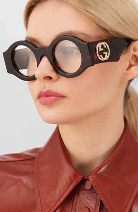 Женские солнцезащитные очки GUCCI коричневого цвета по цене 37500 руб., арт. GG0629 001 | Фото 2 Женские солнцезащитные очки GUCCI коричневого цвета, арт. GG0629 001 | Фото 2