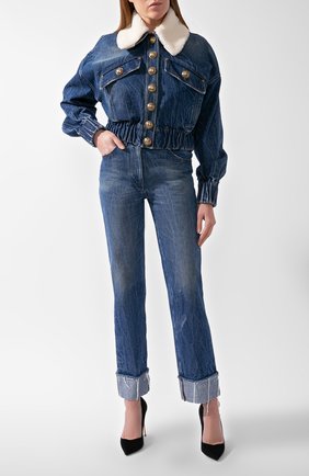 Женская джинсовая куртка BALMAIN синего цвета по цене 155500 руб., арт. UF18641/D059 | Фото 1 Женская джинсовая куртка BALMAIN синего цвета, арт. UF18641/D059 | Фото 1