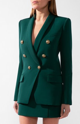 Женский шерстяной жакет BALMAIN зеленого цвета по цене 185000 руб., арт. UF17471/167L | Фото 2 Женский шерстяной жакет BALMAIN зеленого цвета, арт. UF17471/167L | Фото 2