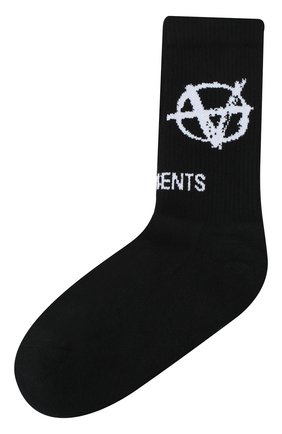 Мужские хлопковые носки VETEMENTS черного цвета по цене 8370 руб., арт. UAH21H0935 1053/M | Фото 1 Мужские хлопковые носки VETEMENTS черного цвета, арт. UAH21H0935 1053/M | Фото 1