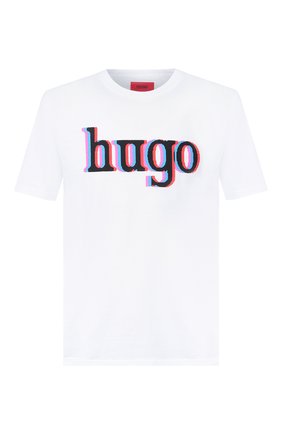 Мужская хлопковая футболка HUGO белого цвета по цене 5600 руб., арт. 50432744 | Фото 1 Мужская хлопковая футболка HUGO белого цвета, арт. 50432744 | Фото 1