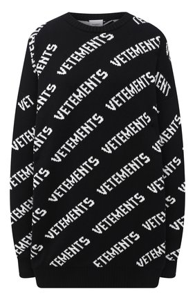 Женская свитер из хлопка и кашемира VETEMENTS черно-белого цвета по цене 61750 руб., арт. UAH21KN047 1050/M | Фото 1 Женская свитер из хлопка и кашемира VETEMENTS черно-белого цвета, арт. UAH21KN047 1050/M | Фото 1