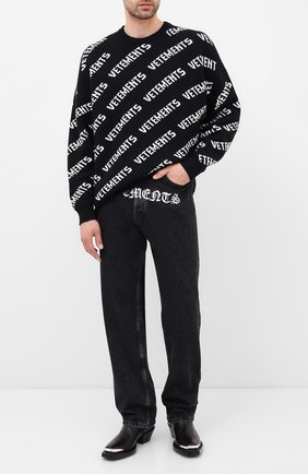 Женская свитер из хлопка и кашемира VETEMENTS черно-белого цвета по цене 61750 руб., арт. UAH21KN047 1050/M | Фото 2 Женская свитер из хлопка и кашемира VETEMENTS черно-белого цвета, арт. UAH21KN047 1050/M | Фото 2