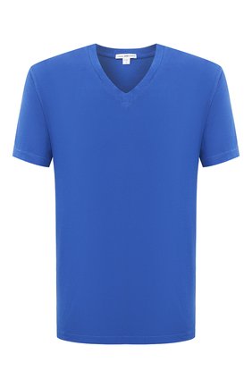 Мужская хлопковая футболка JAMES PERSE синего цвета, арт. MLJ3352 | Фото 1 (Материал внешний: Хлопок; Длина (для топов): Стандартные; Принт: Без принта; Мужское Кросс-КТ: Футболка-одежда; Рукава: Короткие; Стили: Кэжуэл)