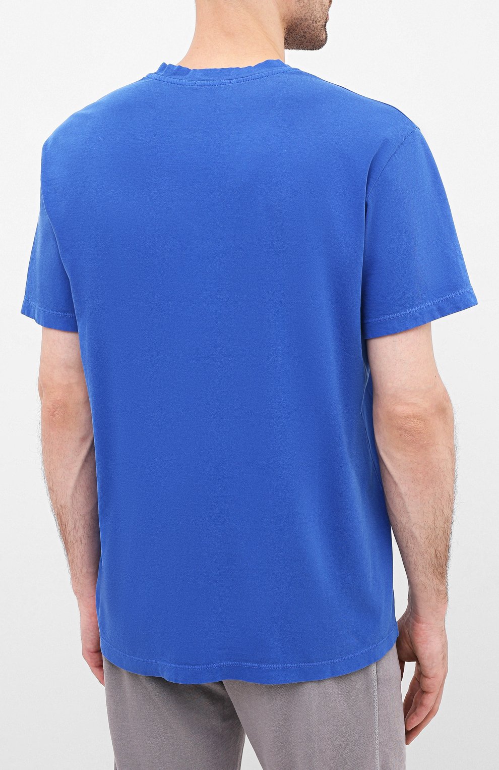 Мужская хлопковая футболка JAMES PERSE синего цвета, арт. MLJ3352 | Фото 4 (Принт: Без принта; Рукава: Короткие; Длина (для топов): Стандартные; Мужское Кросс-КТ: Футболка-одежда; Материал внешний: Хлопок; Стили: Кэжуэл)