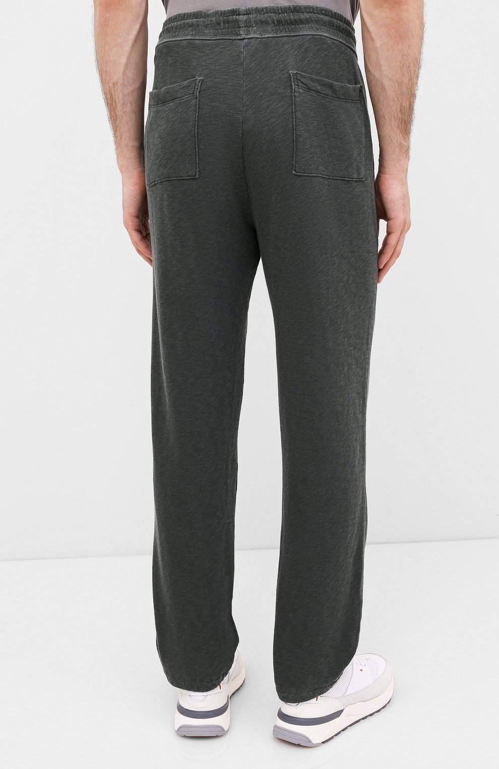 Мужские хлопковые брюки JAMES PERSE хаки цвета, арт. MXA1161 | Фото 4 (Длина (брюки, джинсы): Стандартные; Кросс-КТ: Спорт; Материал внешний: Хлопок)