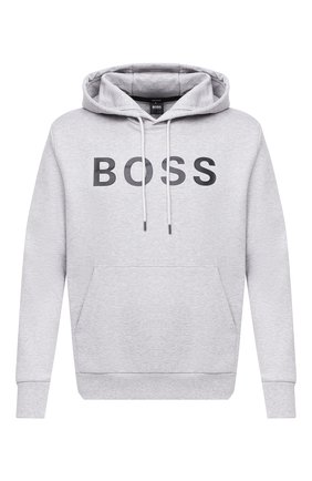 Мужской хлопковое худи BOSS серого цвета по цене 15500 руб., арт. 50432386 | Фото 1 Мужской хлопковое худи BOSS серого цвета, арт. 50432386 | Фото 1