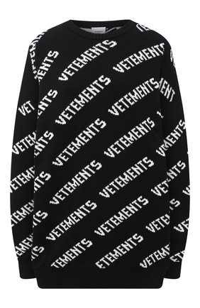 Женская свитер из хлопка и кашемира VETEMENTS черно-белого цвета по цене 61750 руб., арт. UAH21KN047 1050/W | Фото 1 Женская свитер из хлопка и кашемира VETEMENTS черно-белого цвета, арт. UAH21KN047 1050/W | Фото 1