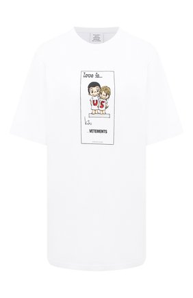 Женская хлопковая футболка VETEMENTS белого цвета по цене 32050 руб., арт. UAH21TR686 1600/W | Фото 1 Женская хлопковая футболка VETEMENTS белого цвета, арт. UAH21TR686 1600/W | Фото 1