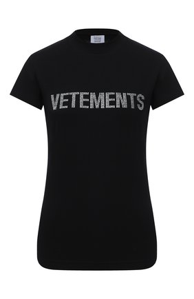 Женская футболка VETEMENTS черного цвета по цене 32050 руб., арт. WAH21TR523 1607/BLACK | Фото 1 Женская футболка VETEMENTS черного цвета, арт. WAH21TR523 1607/BLACK | Фото 1