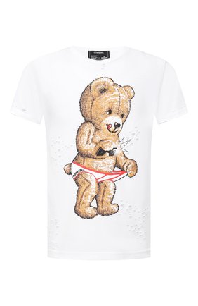 Мужская хлопковая футболка DOM REBEL белого цвета по цене 14500 руб., арт. SNAP/T-SHIRT/H0LES | Фото 1 Мужская хлопковая футболка DOM REBEL белого цвета, арт. SNAP/T-SHIRT/H0LES | Фото 1