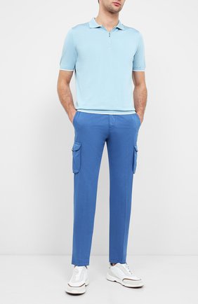Мужские хлопковые брюки-карго KITON синего цвета, арт. UFPPCAJ07S44 | Фото 2 (Материал внешний: Хлопок; Длина (брюки, джинсы): Стандартные; Силуэт М (брюки): Карго; Случай: Повседневный; Стили: Кэжуэл)
