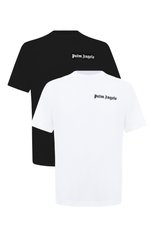 Мужская комплект из двух футболок PALM ANGELS черно-белого цвета, арт. PMAA055E20JER0011001 | Фото 1 (Рукава: Короткие; Длина (для топов): Стандартные; Стили: Гранж; Принт: С принтом; Мужское Кросс-КТ: Футболка-одежда; Материал внешний: Хлопок)