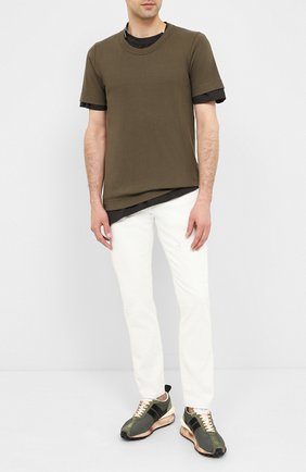 Мужские текстильные кроссовки LANVIN темно-зеленого цвета по цене 39600 руб., арт. FM-SKBRUN-MATR-A20 | Фото 2 Мужские текстильные кроссовки LANVIN темно-зеленого цвета, арт. FM-SKBRUN-MATR-A20 | Фото 2
