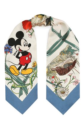 Женский шелковый платок disney x gucci GUCCI голубого цвета по цене 13200 руб., арт. 609321/3G001 | Фото 1 Женский шелковый платок disney x gucci GUCCI голубого цвета, арт. 609321/3G001 | Фото 1