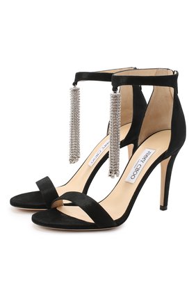 Женские замшевые босоножки viola 100 JIMMY CHOO черного цвета по цене 99500 руб., арт. VI0LA 100/XCI | Фото 1 Женские замшевые босоножки viola 100 JIMMY CHOO черного цвета, арт. VI0LA 100/XCI | Фото 1