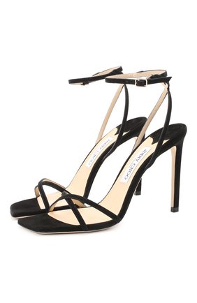Женские замшевые босоножки metz 100 JIMMY CHOO черного цвета по цене 59950 руб., арт. METZ 100/SUE | Фото 1 Женские замшевые босоножки metz 100 JIMMY CHOO черного цвета, арт. METZ 100/SUE | Фото 1