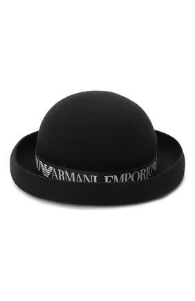 Женская шерстяная шляпа EMPORIO ARMANI черного цвета по цене 13700 руб., арт. 637528/0A505 | Фото 2 Женская шерстяная шляпа EMPORIO ARMANI черного цвета, арт. 637528/0A505 | Фото 2