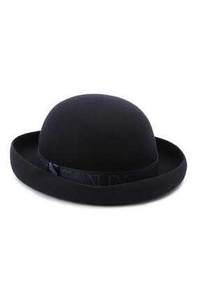 Женская шерстяная шляпа EMPORIO ARMANI темно-синего цвета по цене 13700 руб., арт. 637528/0A505 | Фото 1 Женская шерстяная шляпа EMPORIO ARMANI темно-синего цвета, арт. 637528/0A505 | Фото 1