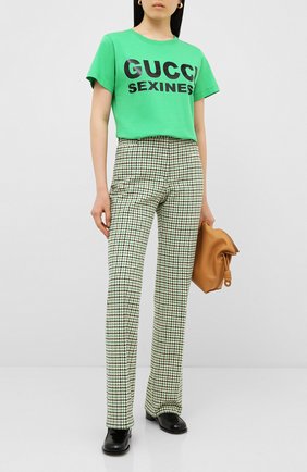 Женская хлопковая футболка GUCCI зеленого цвета по цене 29950 руб., арт. 623608/XJCLE | Фото 2 Женская хлопковая футболка GUCCI зеленого цвета, арт. 623608/XJCLE | Фото 2